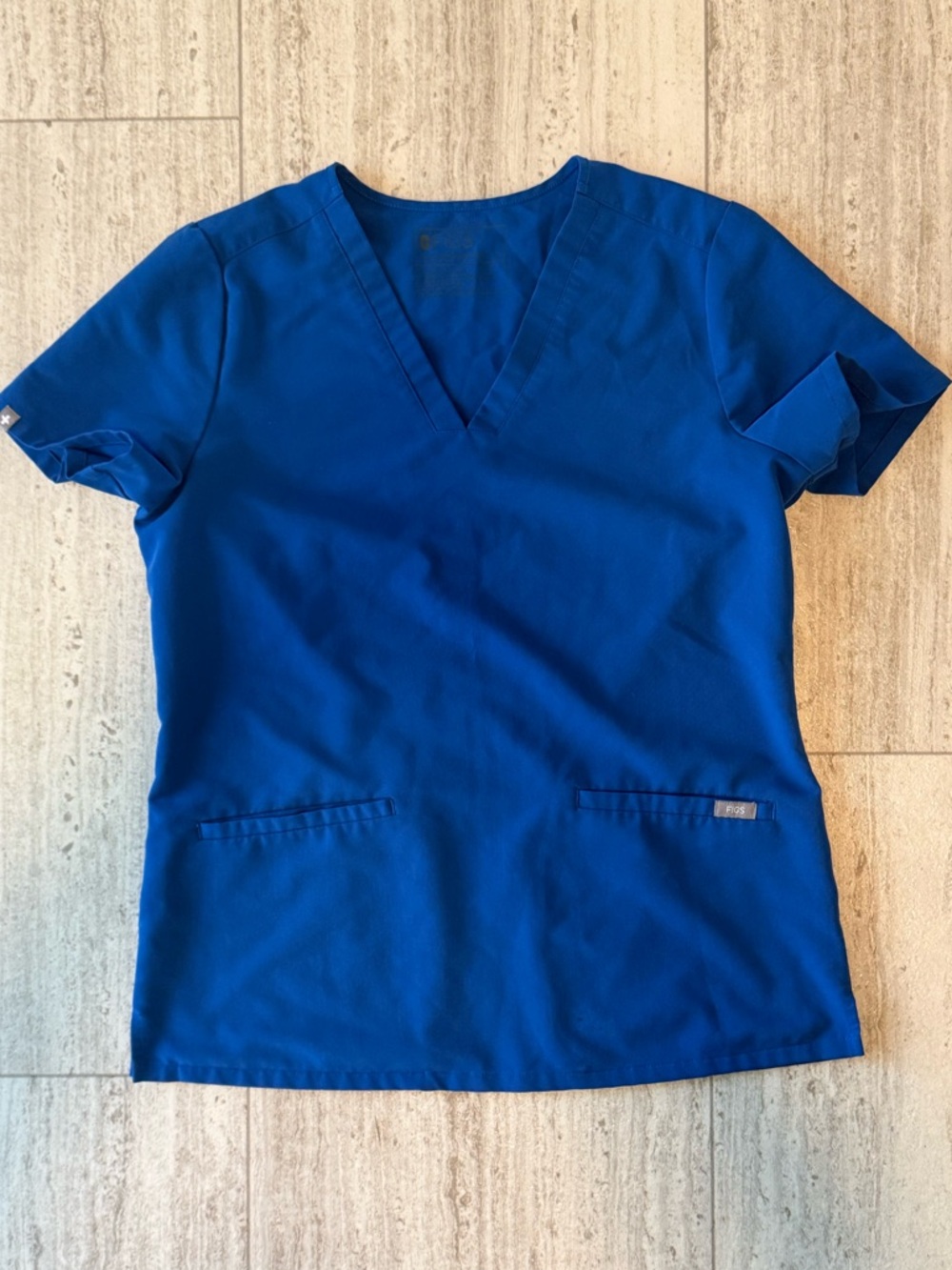 FIGS Royal Blue Scrub Top Womens V Neck Medical Uniform